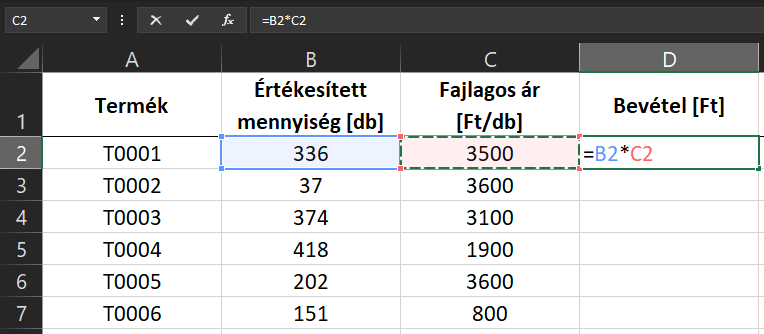 Excel relatív hivatkozás